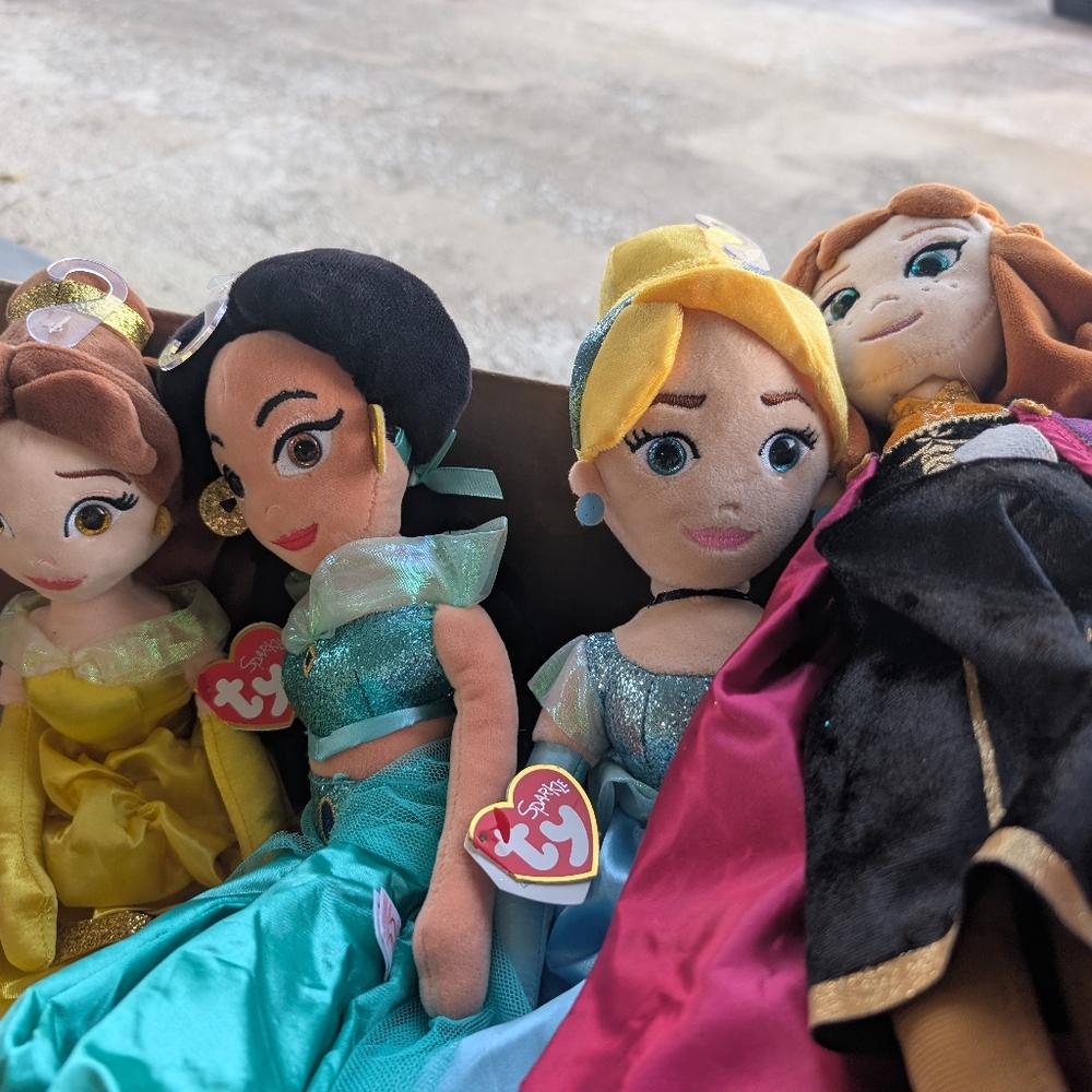 Ty Princess Plush Doll Set - Teal, Blue, Yellow, Black, and Pink